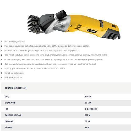 RTM 923 KOYUN KIRPMA 500 WATT 80 MM